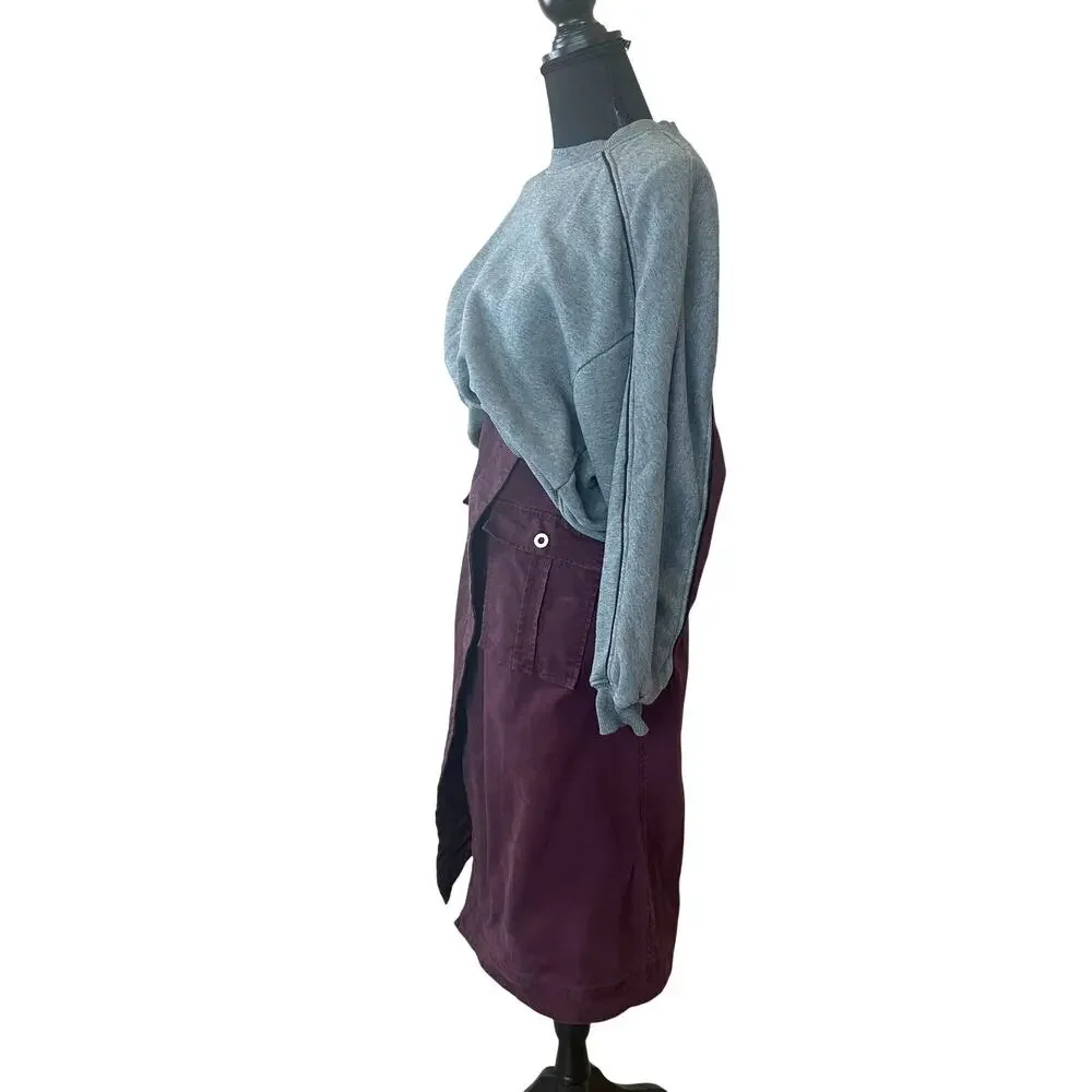 3.1 Phillip Lim Burgundy Gray Sweatshirt Midi Dress SMALL Oversize Designer $600 - Picture 8 of 10